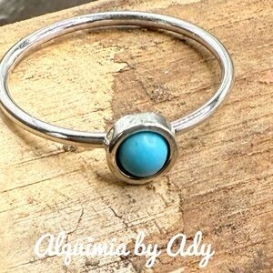 Turquoise and silver dainty ring